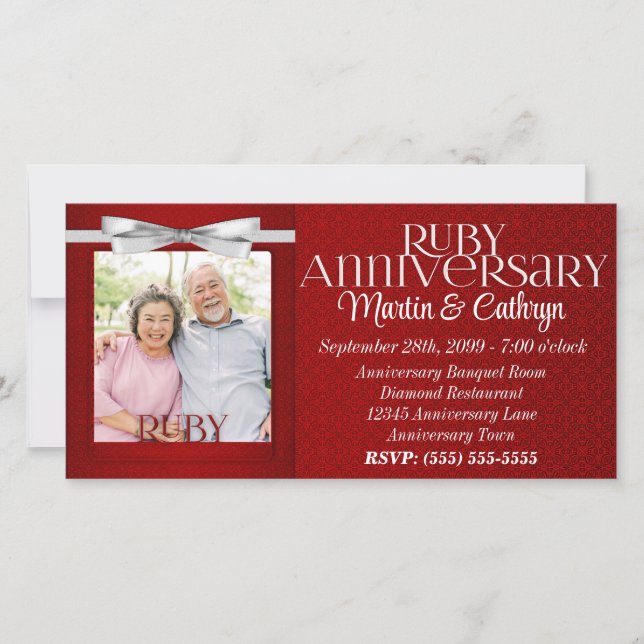 40th Ruby Anniversary Party Invitation Photo (Front)