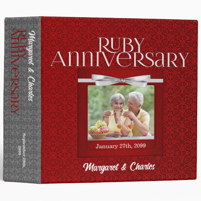 40th Ruby Anniversary Photo Scrapbook Binder (Front/Spine)