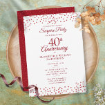 40th Ruby Anniversary Surprise Party Confetti  Invitation<br><div class="desc">Featuring delicate ruby love hearts. Personalize with your special forty years ruby anniversary surprise party information in chic lettering. Designed by Thisisnotme©</div>