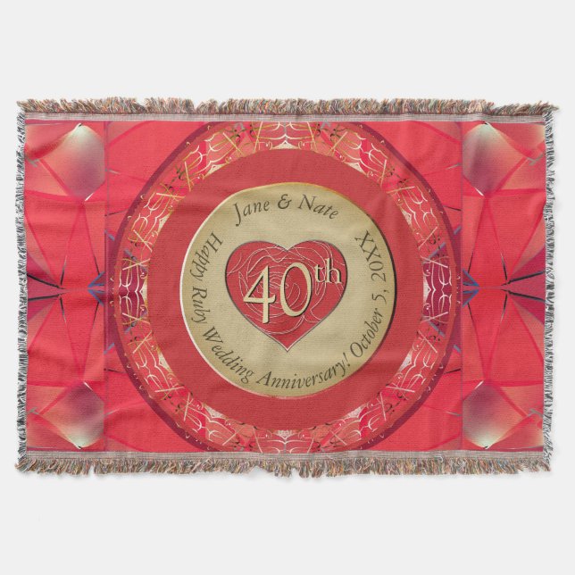40th Ruby Anniversary Throw Blanket (Front)