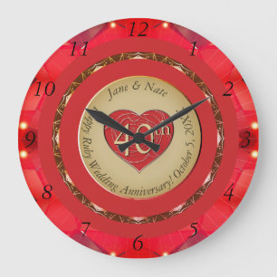 40th Ruby Anniversary Wall Clock