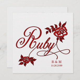 40th Ruby Anniversary with Date and Initials Invitation