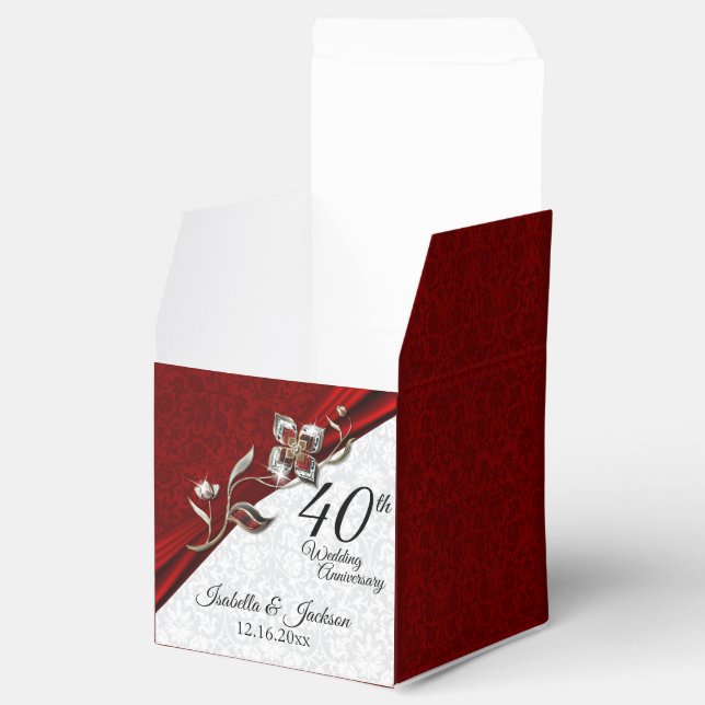 40th Ruby Floral Wedding Anniversary Favor Box (Opened)