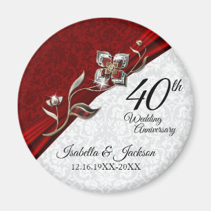 40th Ruby Floral Wedding Anniversary Keepsake Magnet