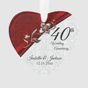 40th Ruby Floral Wedding Anniversary 💞 Keepsake Ornament