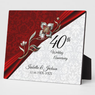40th Ruby Floral Wedding Anniversary Plaque