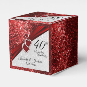 40th Ruby Red and Glitter  Anniversary Favor Box