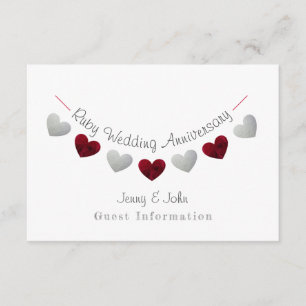 40th ruby & silver wedding anniversary bunting enclosure card