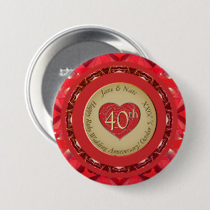 40th Ruby Wedding Anniversary 3 Inch Round Button