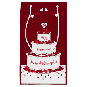 40th Ruby Wedding Anniversary cake Small Gift Bag