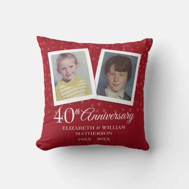 40th Ruby Wedding Anniversary Child Photos Throw Pillow (Front)