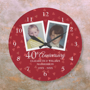 40th Ruby Wedding Anniversary Childhood Photos Large Clock