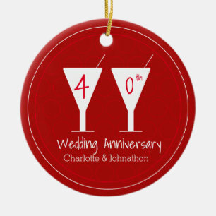 40th Ruby Wedding Anniversary cocktail design Ceramic Ornament