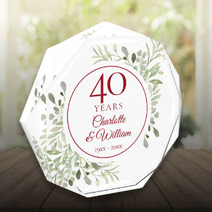 40th Ruby Wedding Anniversary Elegant Greenery Photo Block
