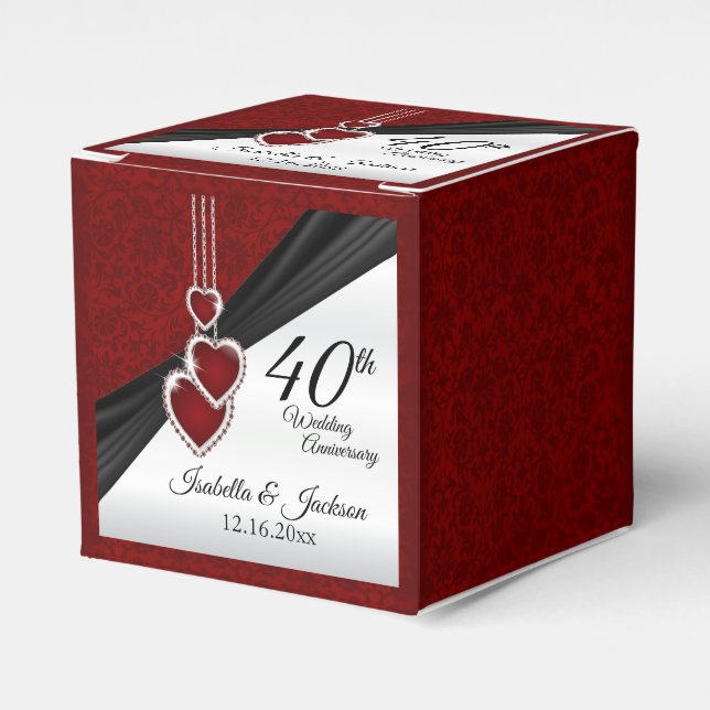 40th Ruby Wedding Anniversary Favor Box (Front Side)