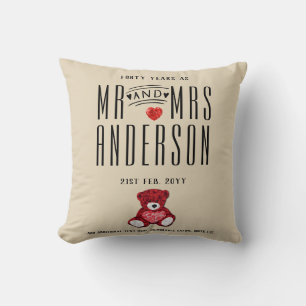 40th RUBY Wedding Anniversary Gift Personalized 2 Throw Pillow