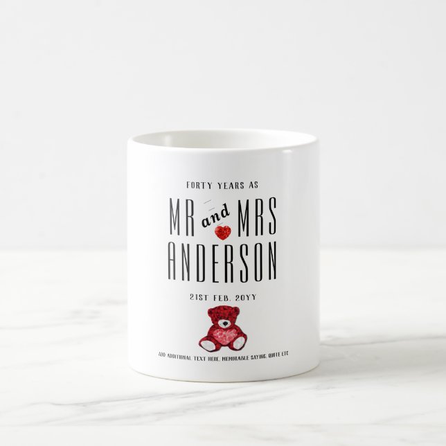 40th RUBY Wedding Anniversary Gift Personalized Coffee Mug (Center)