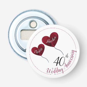 40th Ruby wedding anniversary heart husband & wife Bottle Opener