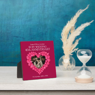 40th Ruby wedding anniversary heart photo Plaque