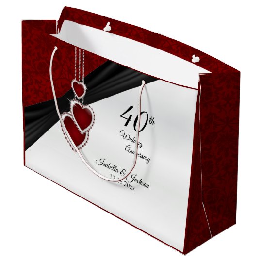 40th Ruby Wedding Anniversary Large Large Gift Bag Zazzle.ca