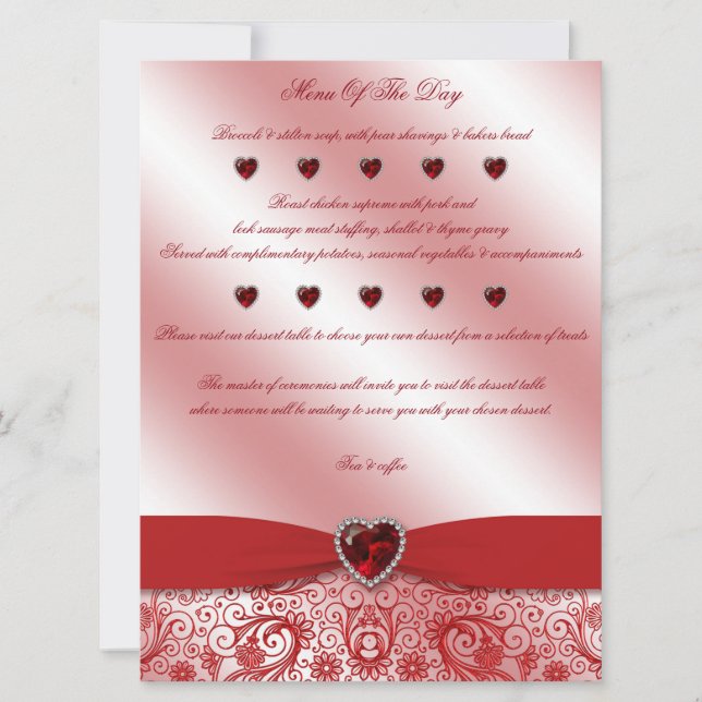 40th Ruby Wedding Anniversary Menu Card (Front)