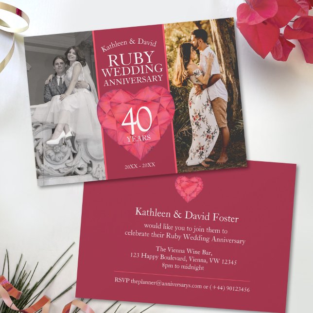 40th ruby wedding anniversary now then photo invitation (Creator Uploaded)