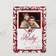 40th Ruby Wedding Anniversary Photo Invitations