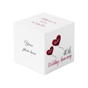 40th Ruby wedding anniversary red heart balloons Cube