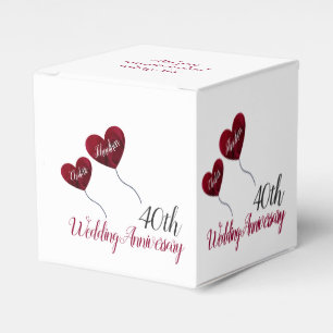 40th Ruby wedding anniversary red heart balloons Favor Box
