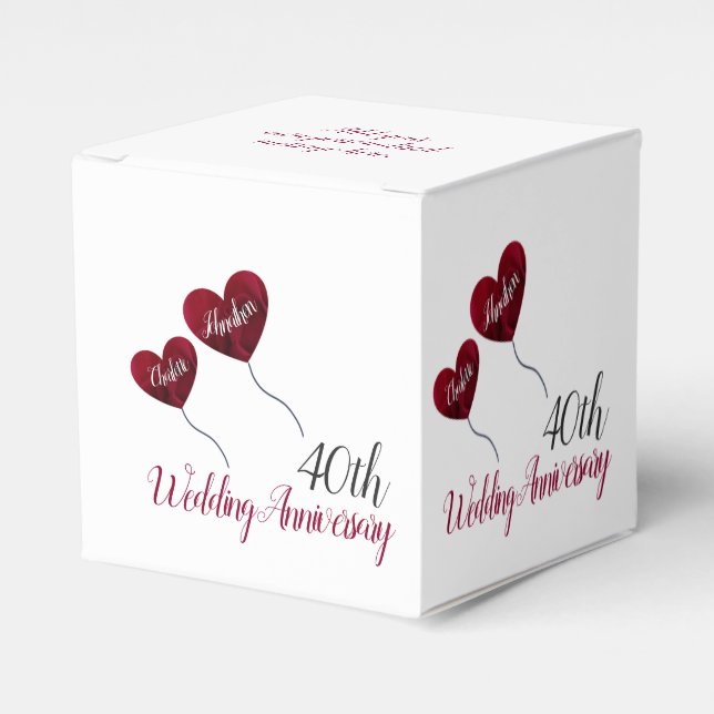 40th Ruby wedding anniversary red heart balloons Favor Box (Front Side)