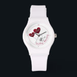 40th Ruby wedding anniversary red heart balloons Watch<br><div class="desc">White & red 40th wedding anniversary pocket watch. A lovely gift for a husband to give his wife on their ruby wedding anniversary. The design shows two red heart balloons floating in the sky and the names shown can be customized. Matching cards and gift wrap are also available in this...</div>