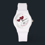 40th Ruby wedding anniversary red heart balloons Watch<br><div class="desc">White & red 40th wedding anniversary pocket watch. A lovely gift for a husband to give his wife on their ruby wedding anniversary. The design shows two red heart balloons floating in the sky and the names shown can be customized. Matching cards and gift wrap are also available in this...</div>