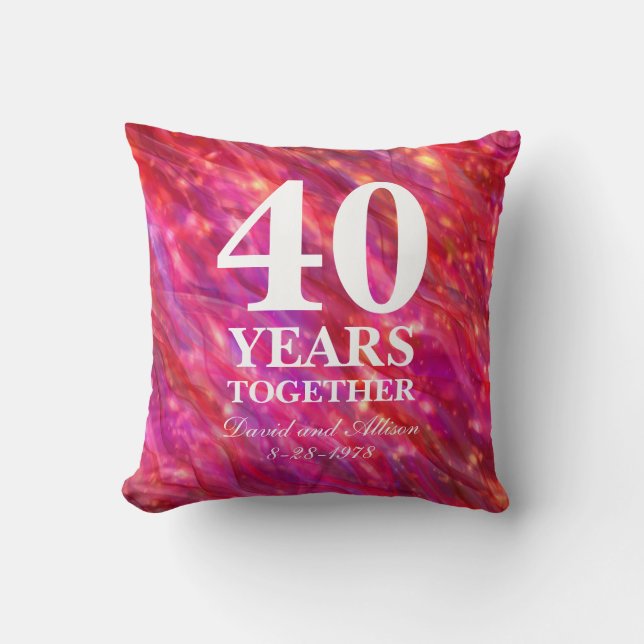 40th Ruby Wedding Anniversary Red Party Lights Throw Pillow (Front)