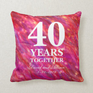 40th Ruby Wedding Anniversary Red Party Lights Throw Pillow