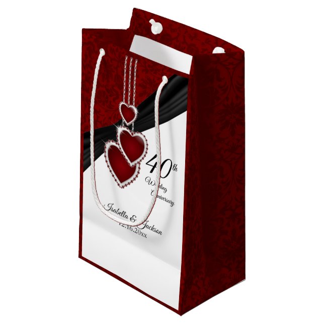 40th Ruby Wedding Anniversary - Small Small Gift Bag (Front Angled)
