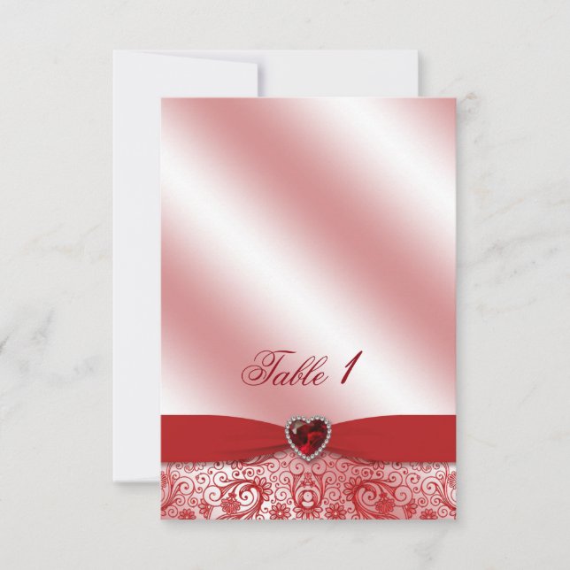 40th Ruby Wedding Anniversary Table Card (Front)