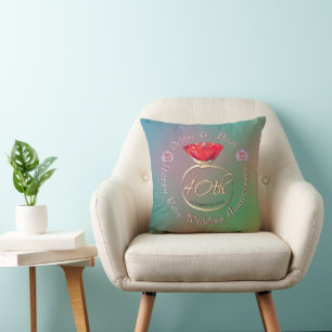 40th Ruby Wedding Anniversary Throw Pillow