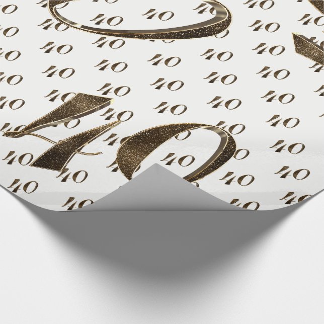 40th Ruby Wedding Anniversary Typography Elegant Wrapping Paper (Corner)