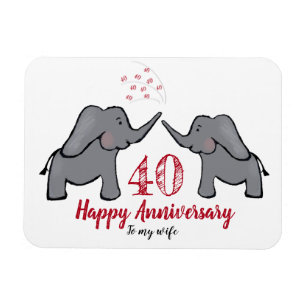 40th ruby wedding anniversary wife elephant magnet