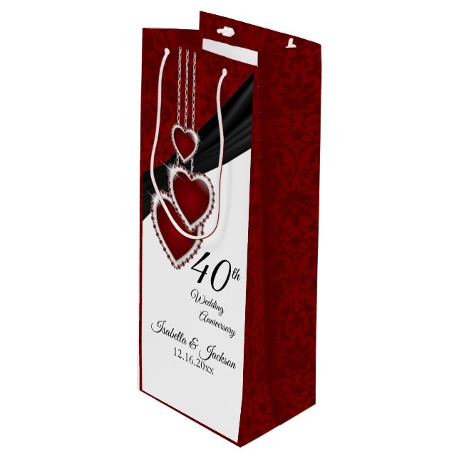 40th Ruby Wedding Anniversary - Wine Wine Gift Bag (Front Angled)