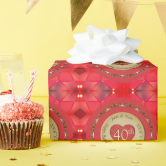 40th Ruby Wedding Anniversary Wrapping Paper