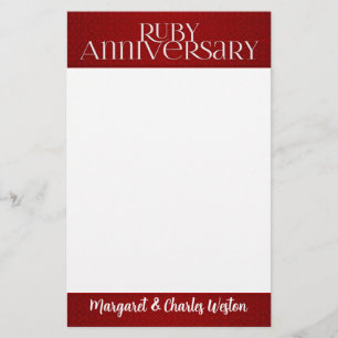 40th Ruby Wedding Annivsersary with Name Stationery