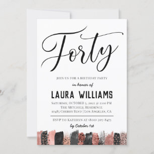40th Script Word Birthday Invitation