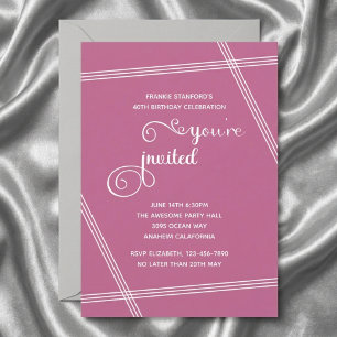 40th Simple Modern Elegant Birthday Party Invites