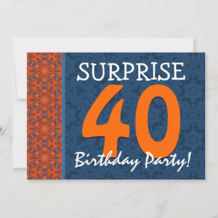 40th Surprise Birthday Blue and Orange Template