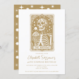 40th Surprise Birthday Gothic Gold Tarot  Invitation