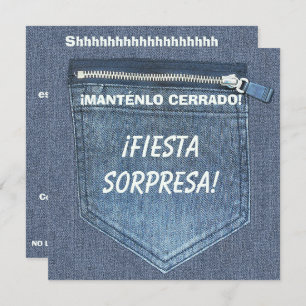 40th SURPRISE Birthday Party Keep It Zipped Denim Invitation