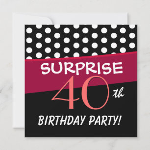 40th Surprise Birthday Party Polka Dot Pattern Invitation