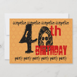 40th SURPRISE Birthday Red Gold Black Stars S301 Invitation