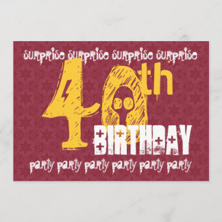 40th SURPRISE Birthday Red Gold Modern S305 Invitation